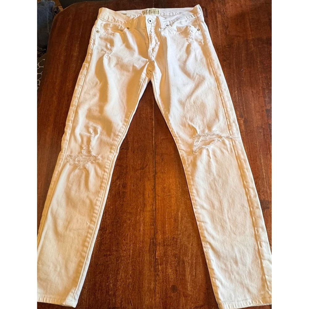 Lucky‎ Brand White Distressed Skinny Jeans 2/26